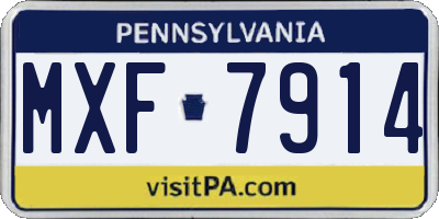PA license plate MXF7914