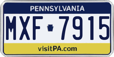 PA license plate MXF7915
