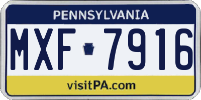 PA license plate MXF7916