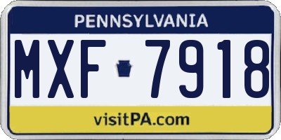 PA license plate MXF7918