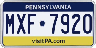 PA license plate MXF7920