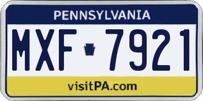 PA license plate MXF7921