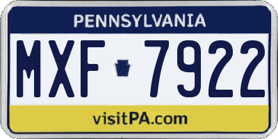 PA license plate MXF7922