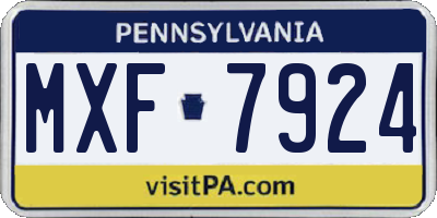 PA license plate MXF7924