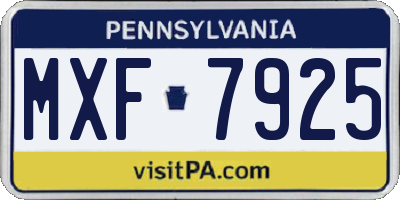 PA license plate MXF7925