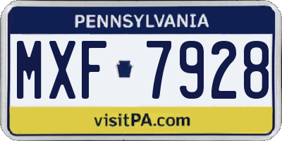 PA license plate MXF7928