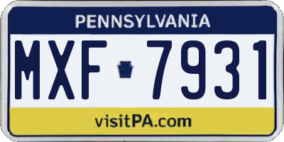 PA license plate MXF7931