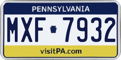 PA license plate MXF7932