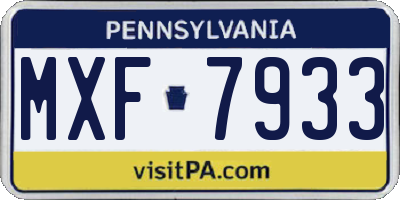 PA license plate MXF7933