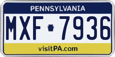 PA license plate MXF7936