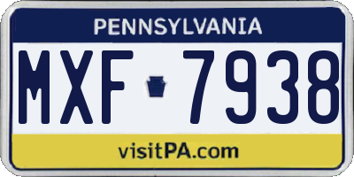 PA license plate MXF7938