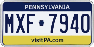 PA license plate MXF7940
