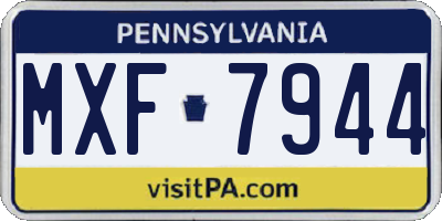 PA license plate MXF7944