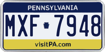 PA license plate MXF7948