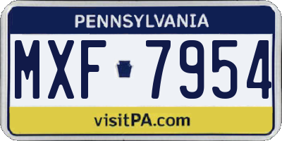 PA license plate MXF7954