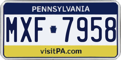 PA license plate MXF7958