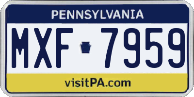 PA license plate MXF7959