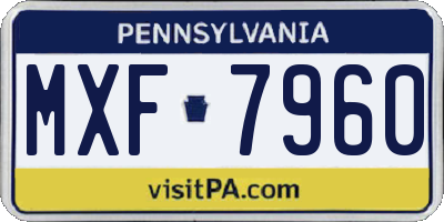 PA license plate MXF7960