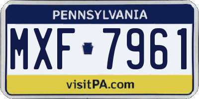 PA license plate MXF7961