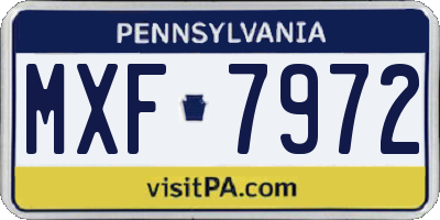 PA license plate MXF7972