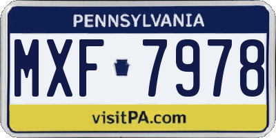 PA license plate MXF7978