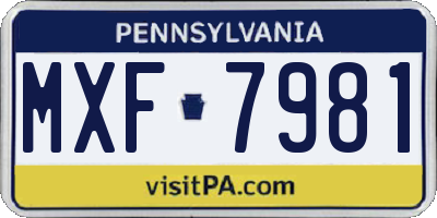 PA license plate MXF7981