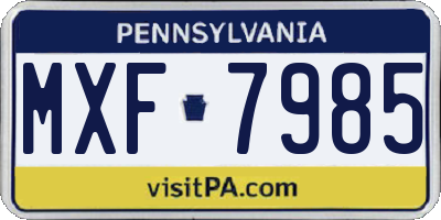 PA license plate MXF7985