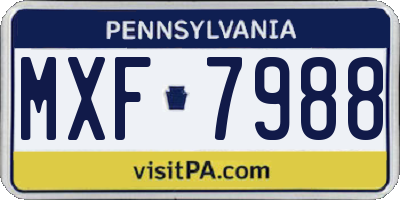 PA license plate MXF7988