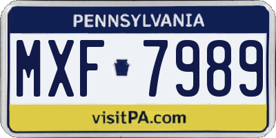 PA license plate MXF7989