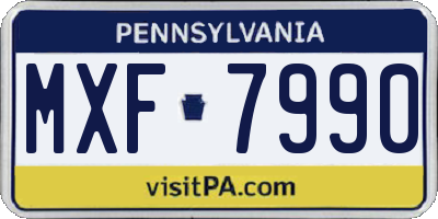 PA license plate MXF7990