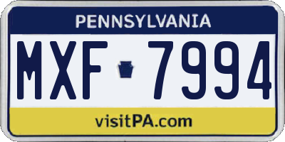 PA license plate MXF7994