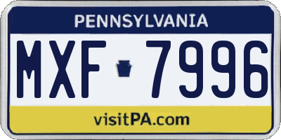PA license plate MXF7996