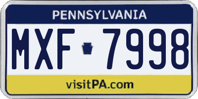 PA license plate MXF7998