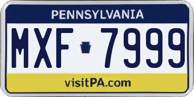PA license plate MXF7999