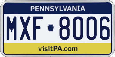 PA license plate MXF8006