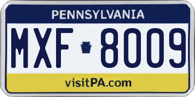 PA license plate MXF8009