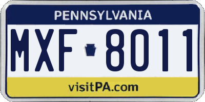 PA license plate MXF8011