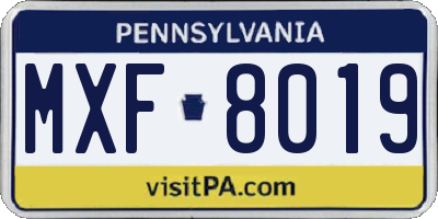 PA license plate MXF8019