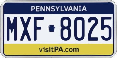 PA license plate MXF8025