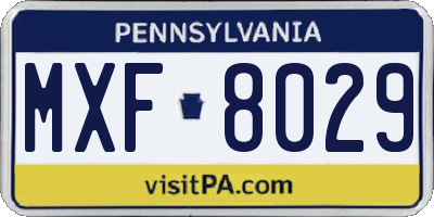 PA license plate MXF8029