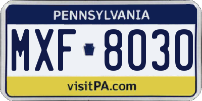 PA license plate MXF8030