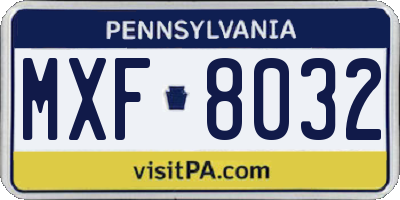 PA license plate MXF8032