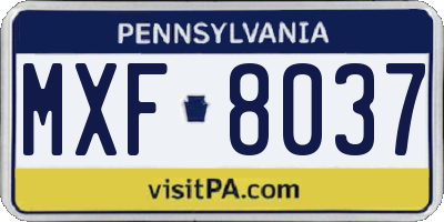 PA license plate MXF8037