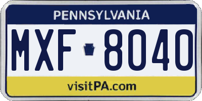 PA license plate MXF8040
