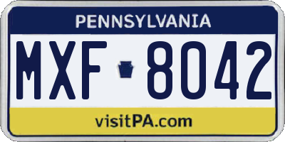 PA license plate MXF8042