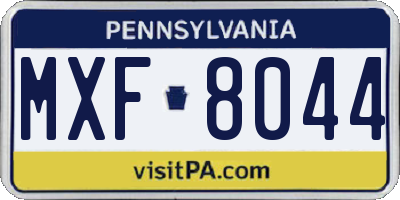 PA license plate MXF8044