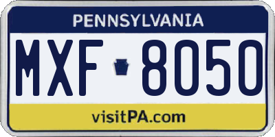 PA license plate MXF8050