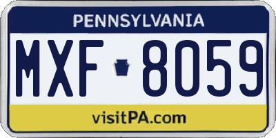 PA license plate MXF8059