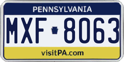 PA license plate MXF8063