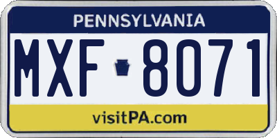 PA license plate MXF8071